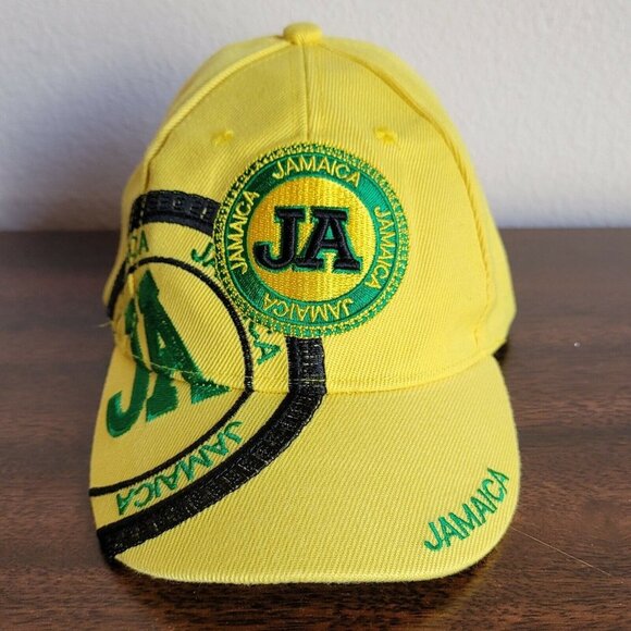 Yellow Jamaica Baseball Cap, Adjustable Strap One Size Hat - Picture 1 of 9